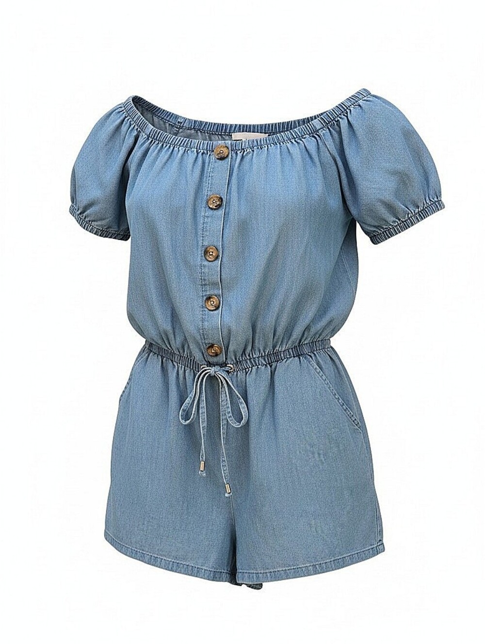 NWT! Guess Light Blue Denim Off-Shoulder Romper